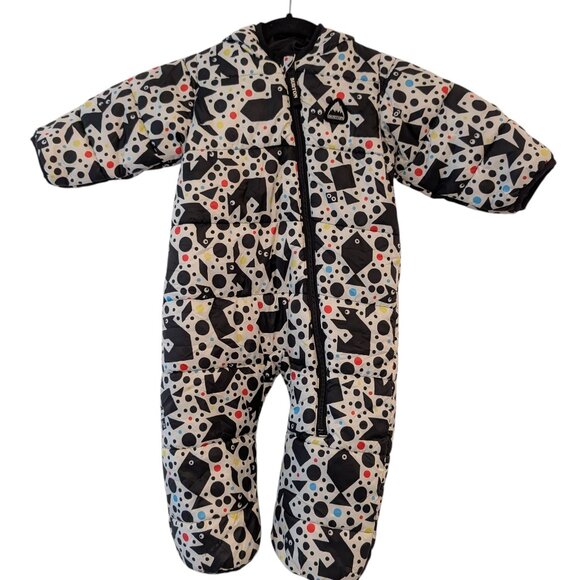 Burton Toddlers Size 18M Black White Tangranimals Bunting Snowsuit And Mittens - Picture 1 of 12